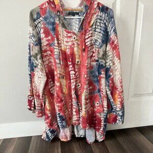 For Cynthia Colorful Abstract Hooded Jacket XL